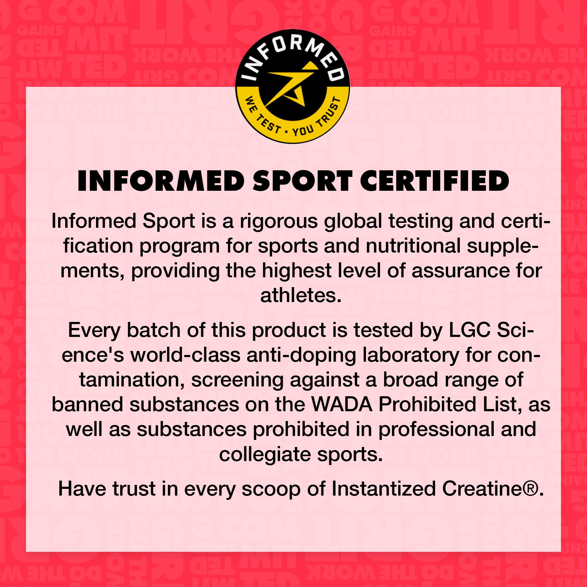 GAINS IN BULK certificate of analysis page; transparency and quality verification visible.