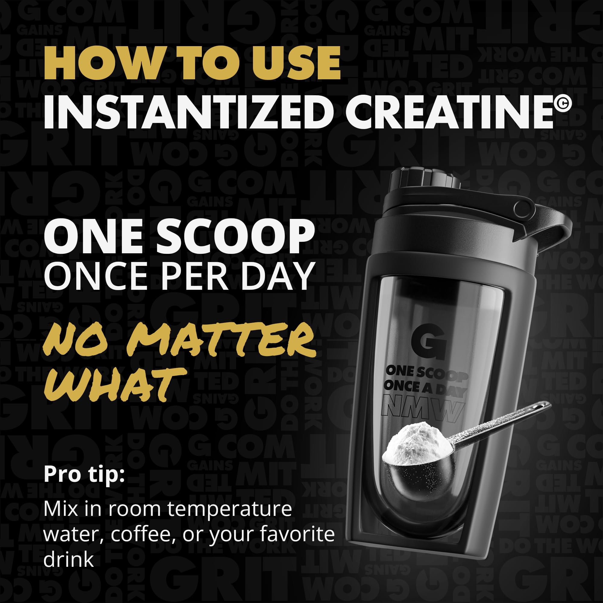 GAINS IN BULK unflavored creatine powder blends cleanly in any shake