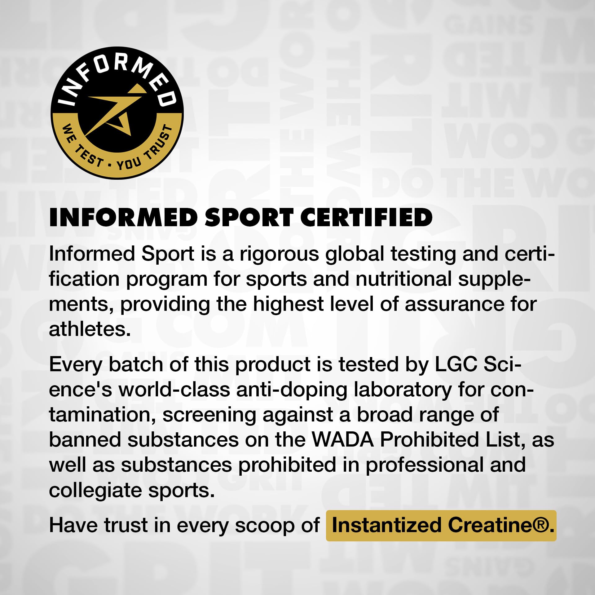 GAINS IN BULK Creatine can be added to post-workout shakes for recovery support.