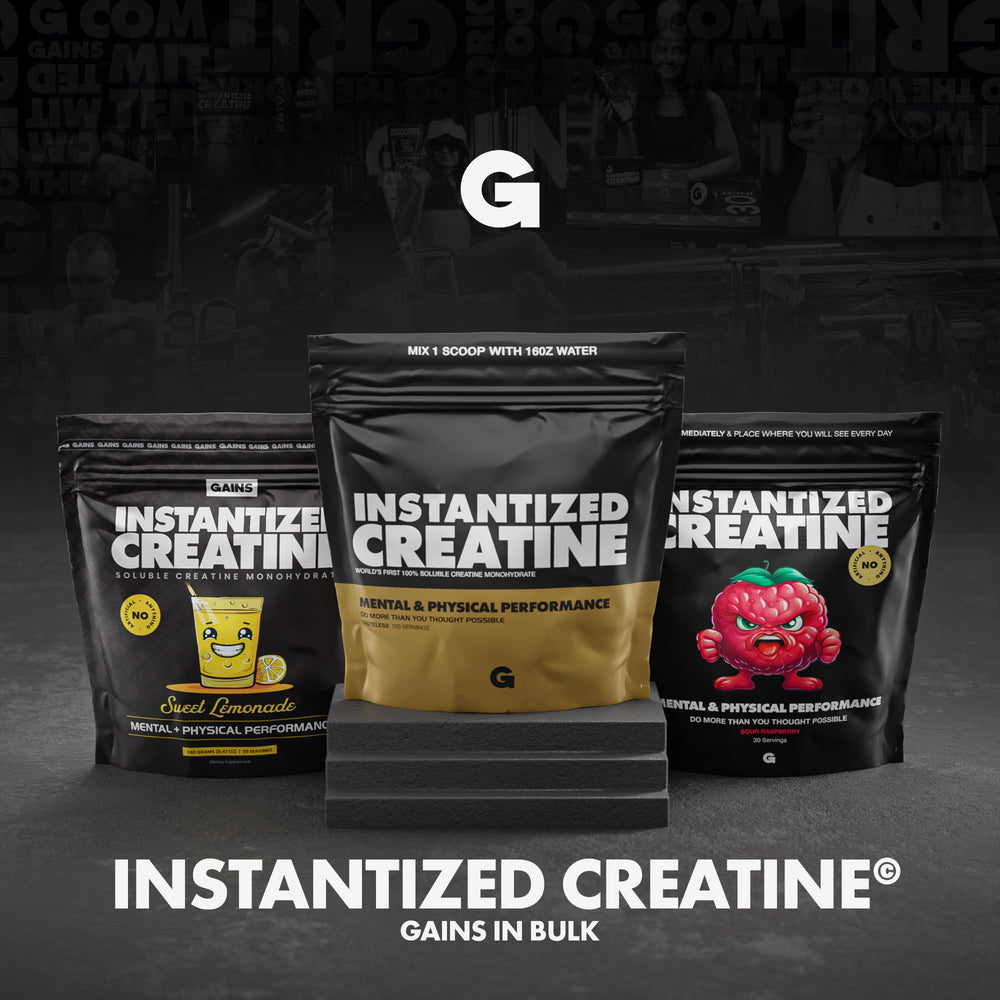 GAINS IN BULK Instantized Creatine may help support muscle-building progress when paired with training.
