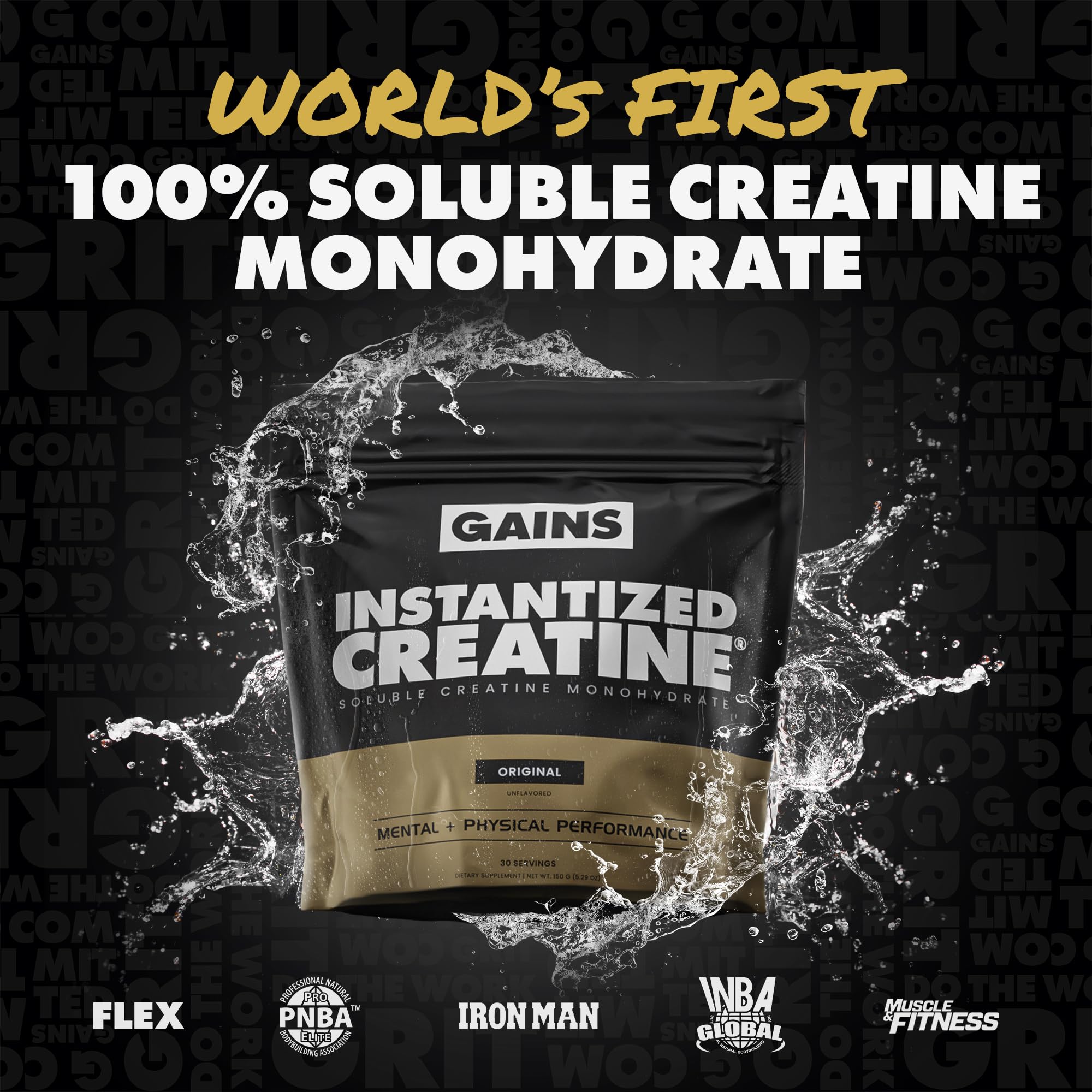 GAINS IN BULK scoop with creatine powder for precise 5g serving