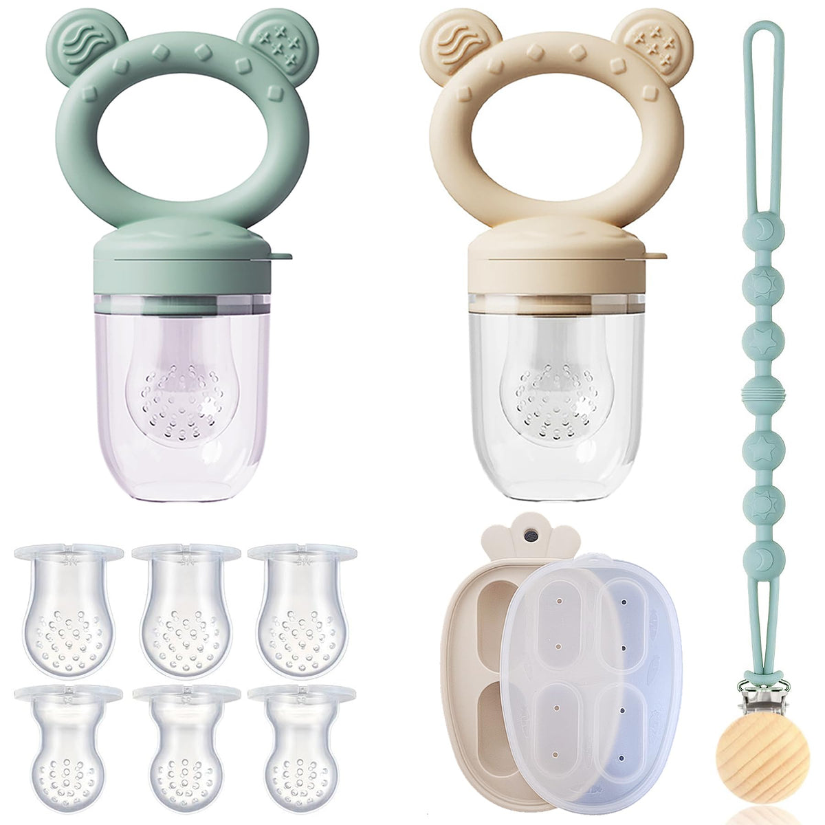 Gairssda 4-pack anti-drop baby feeder in action for mess-free feeding.