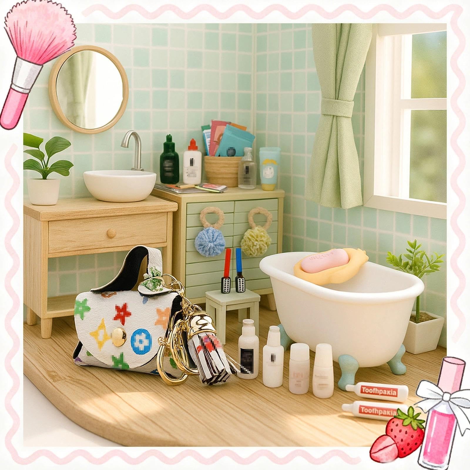 GALAOMA dollhouse toothpaste tube enhances detail in dioramas.