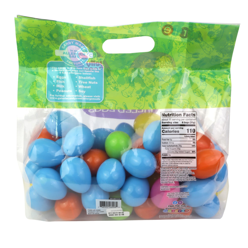 Brightly colored Galerie Easter eggs ideal for lively egg hunts.