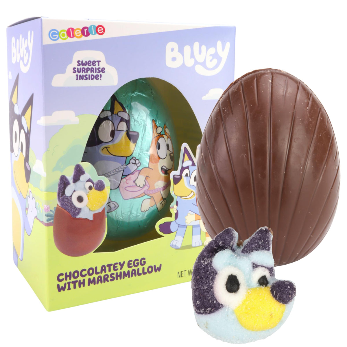 Galerie milk chocolatey Easter egg with marshmallow inside, ideal for gifting.