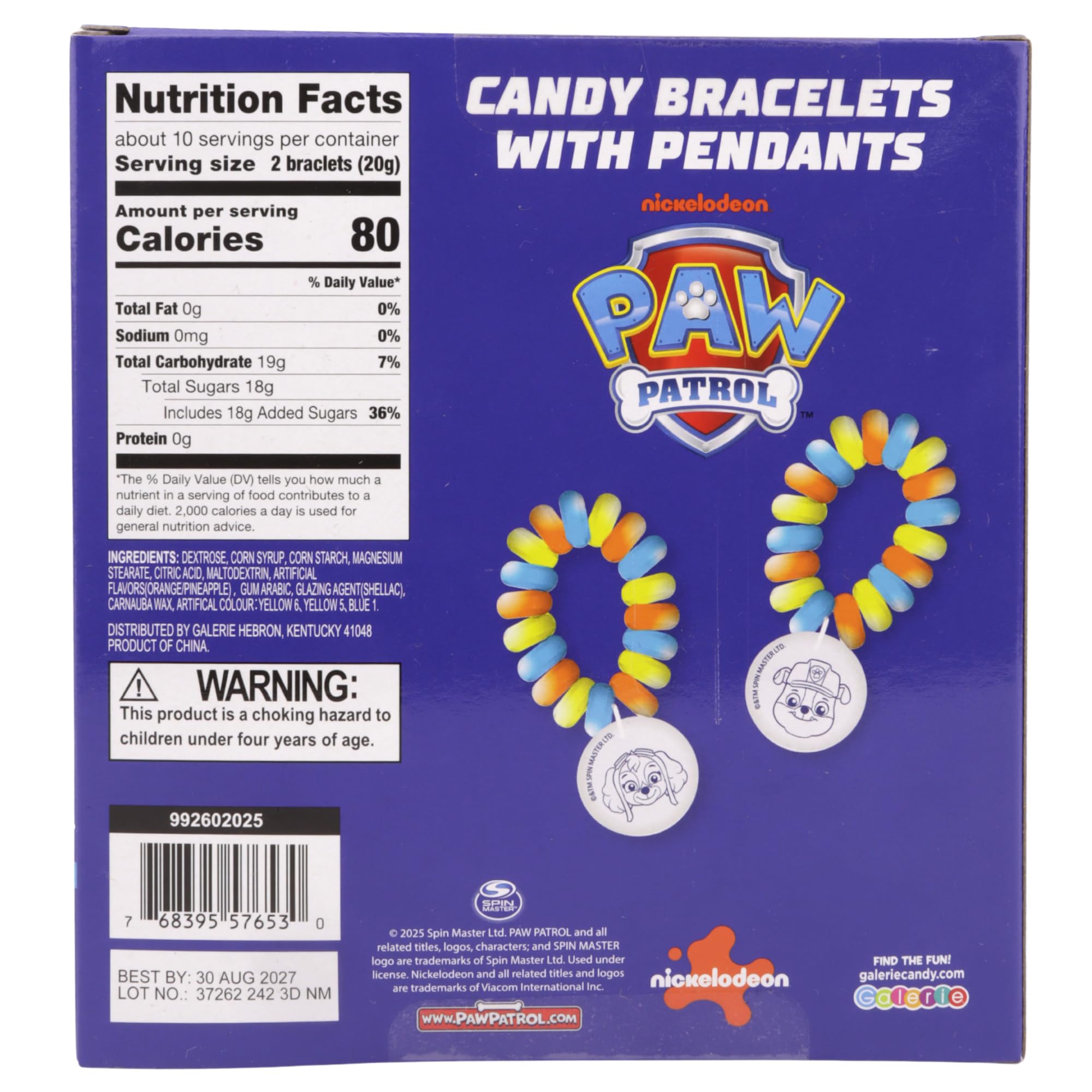 Galerie Paw Patrol candy bracelets charms closeup shows playful characters for party accessories.