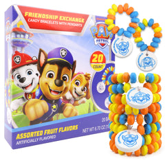 Galerie Paw Patrol candy bracelets flavors closeup indicates fruity varieties and fun textures.