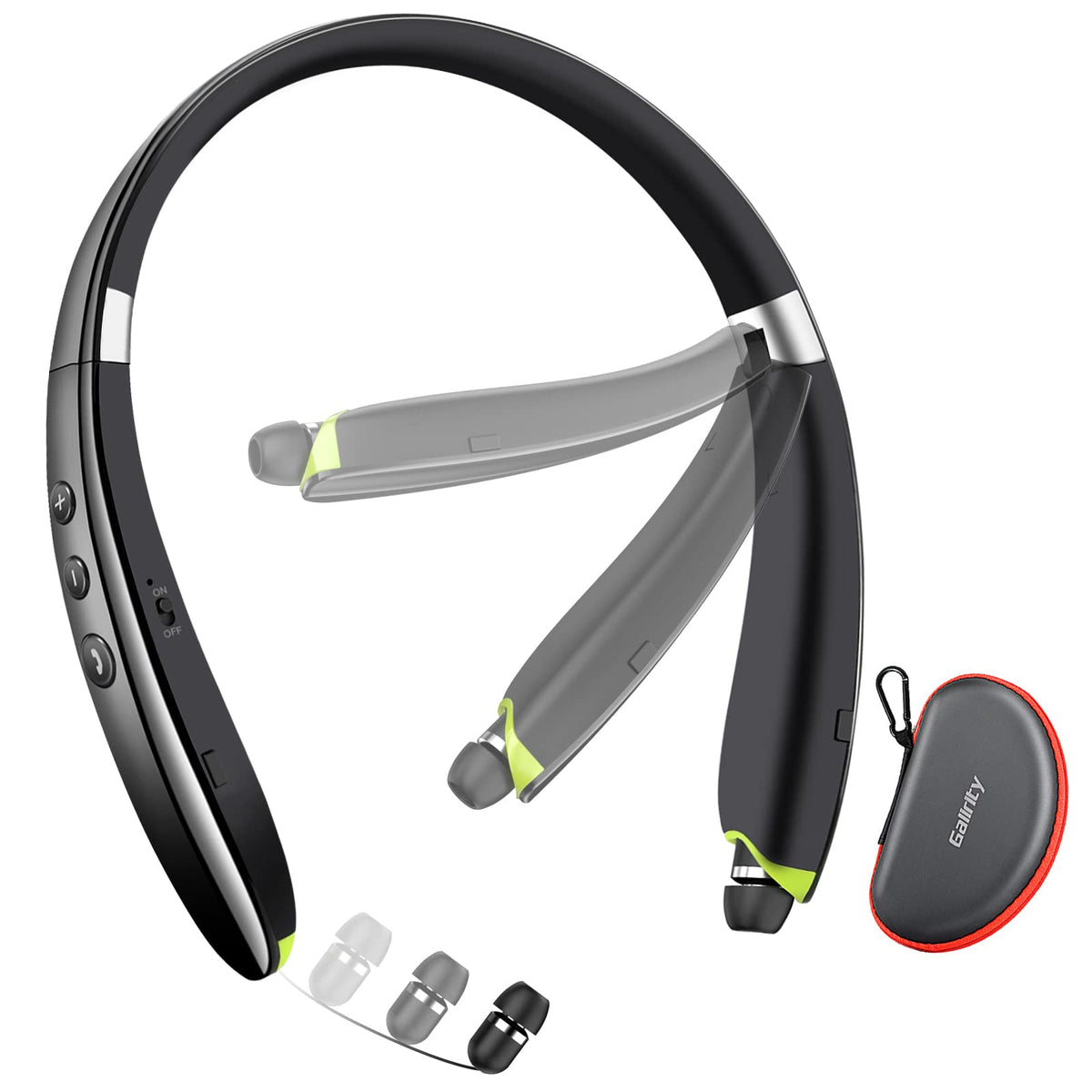 Galirity neckband with retractable earbuds offering all-day comfort.