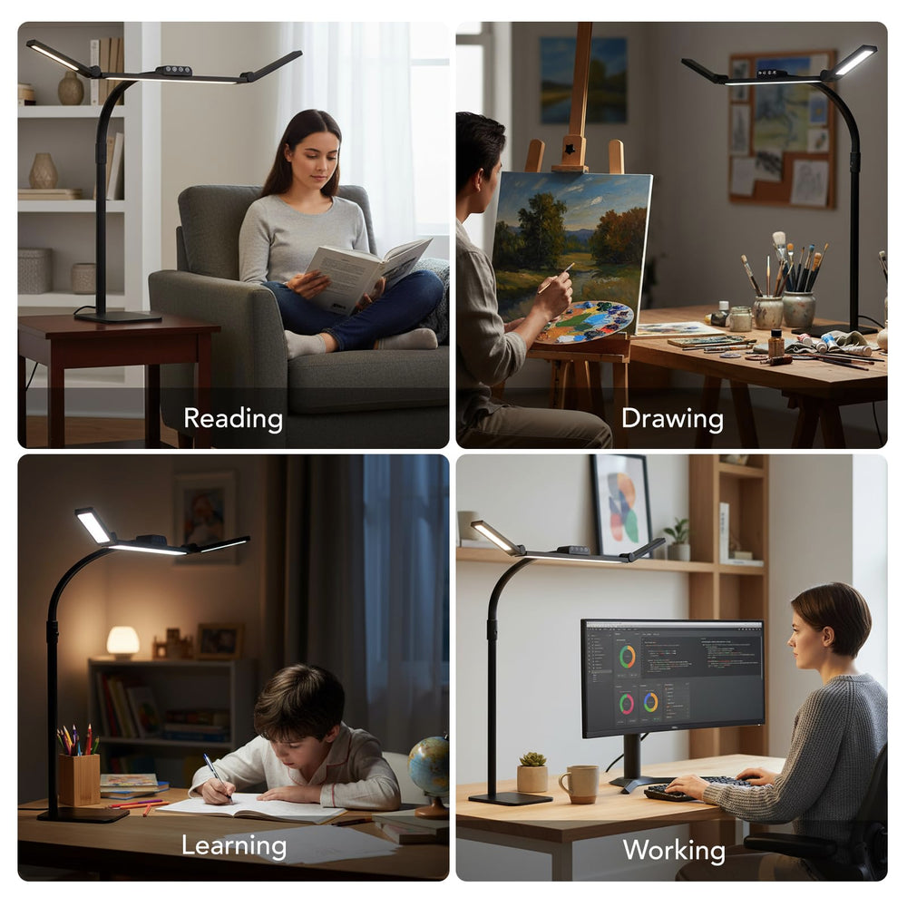 Galnolt LED Desk Lamp ambient upward glow eases eye fatigue while reading.