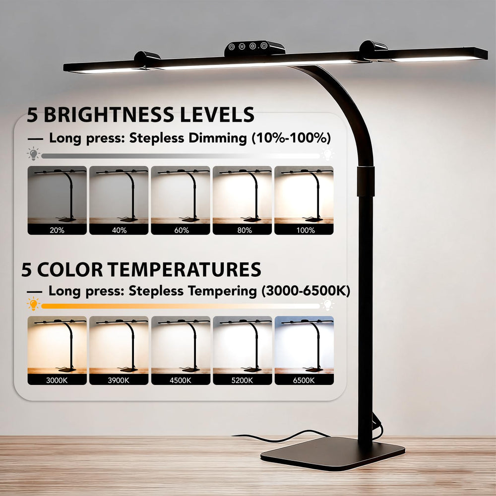 Galnolt LED Desk Lamp dimmable color temperature helps adapt to tasks and times of day.