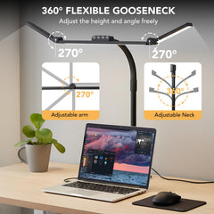 Galnolt LED Desk Lamp flicker-free with CRI 90 enhances color accuracy and reduces eye strain.