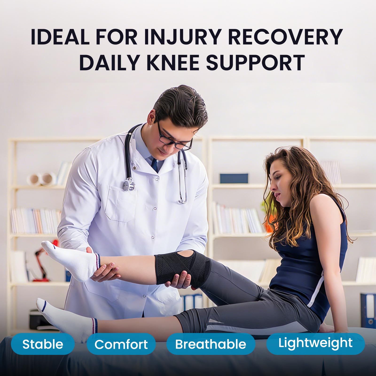 Galvaran knee brace adjustable belts customize fit for comfort