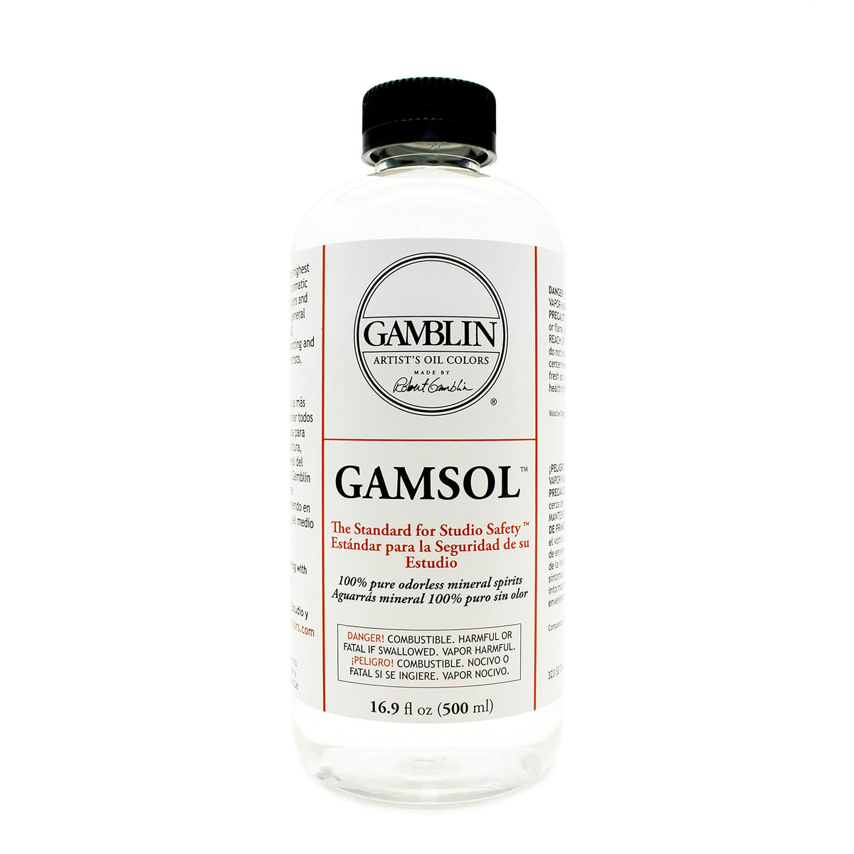 Gamblin Gamsol solvent bottle 16 oz for thinning oil colors safely.