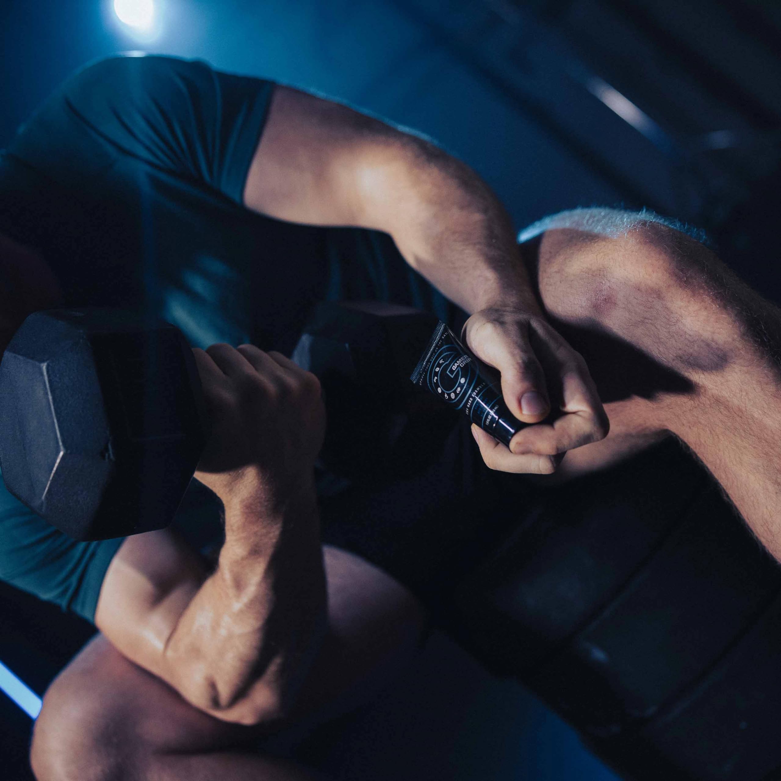 Quick-drying formula keeps hands dry during marathon gaming.