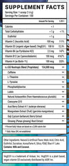 Gamer Supps GG Energy Blo'hole Blast nutrition panel highlights organic caffeine and vitamins
