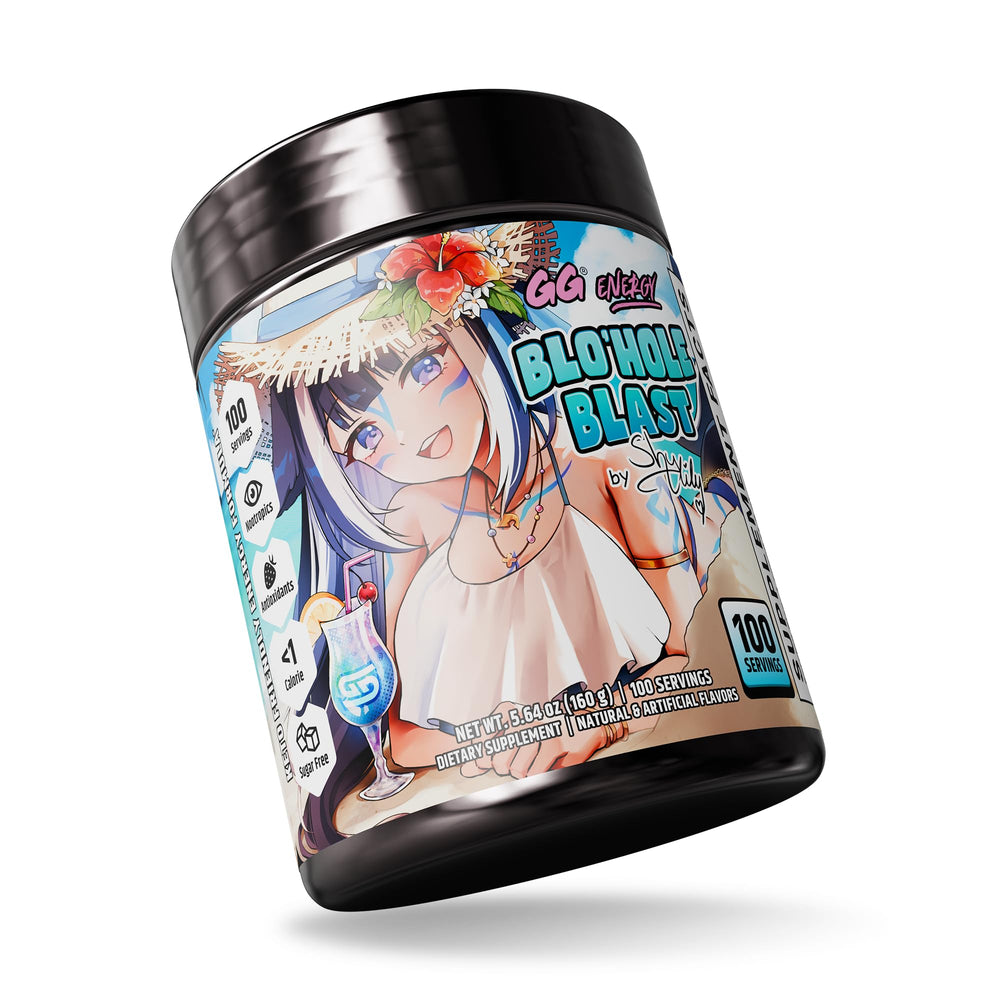 Gamer Supps GG Energy Blo'hole Blast serving scoop included for precise sugar-free boosts