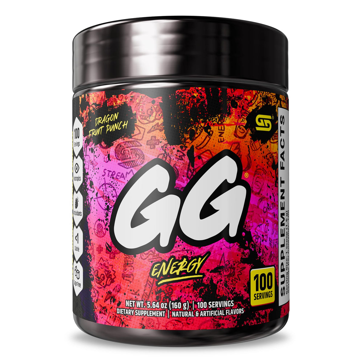 Gamer Supps GG Energy Dragonfruit Punch tub front showing keto-friendly packaging