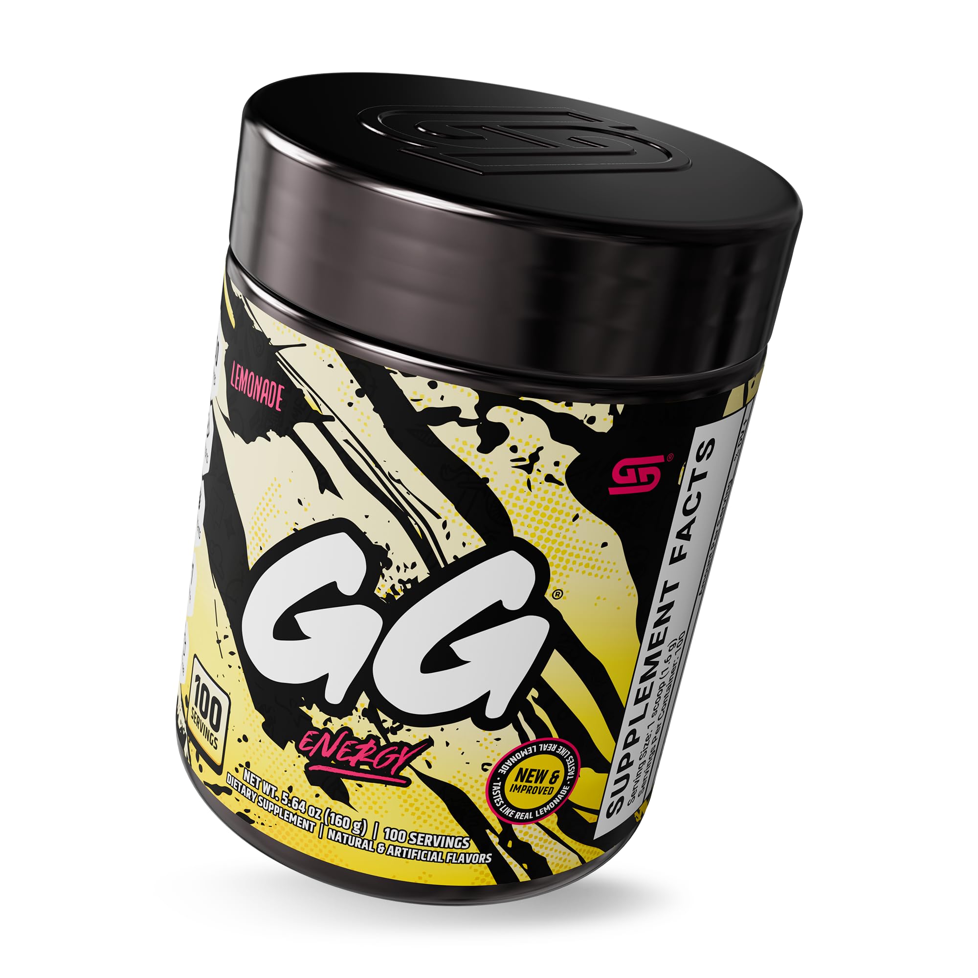 Gamer Supps GG Energy Lemonade scoop illustrating quick mix for long-lasting endurance.