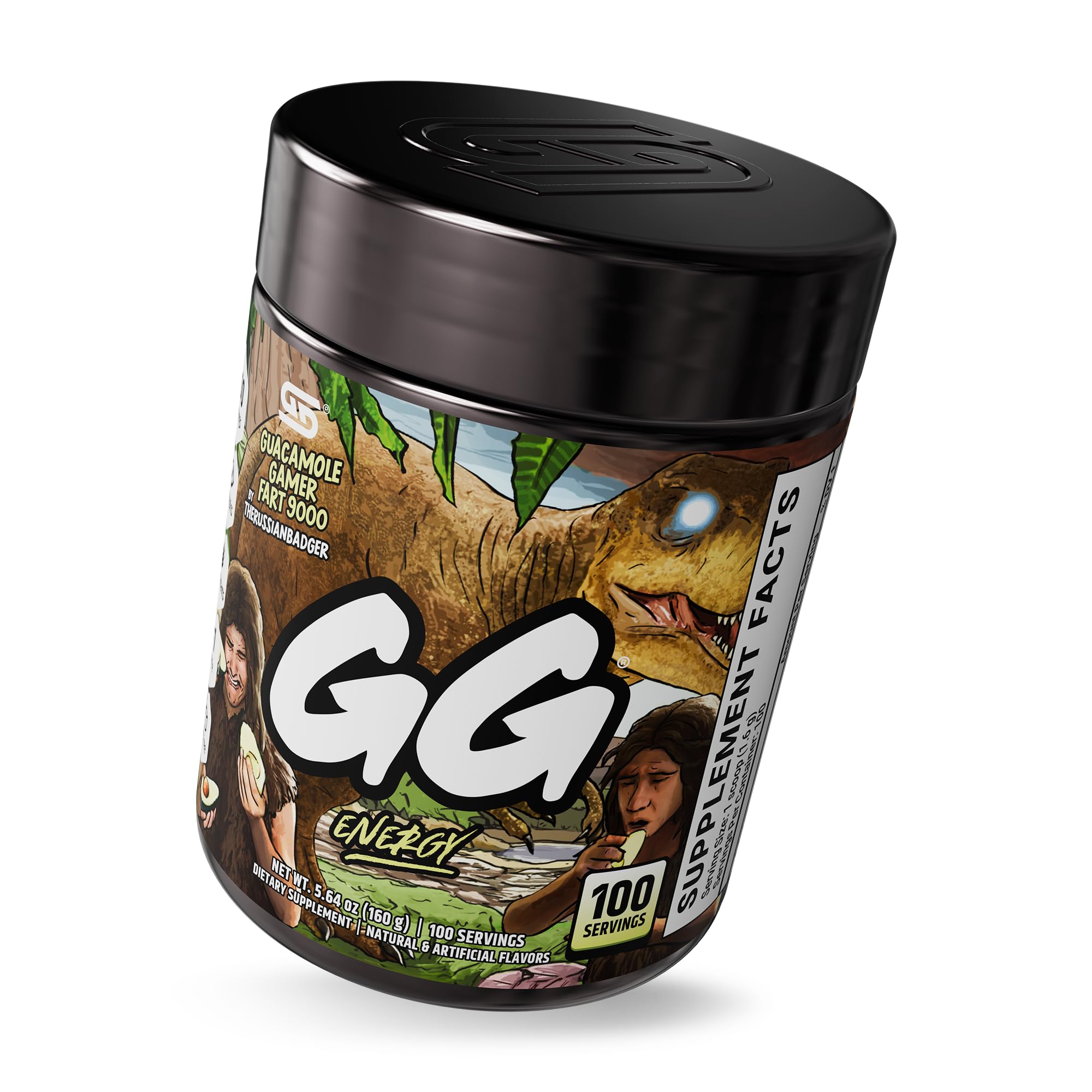GG Energy powder being scooped into water for focused, long-lasting energy.