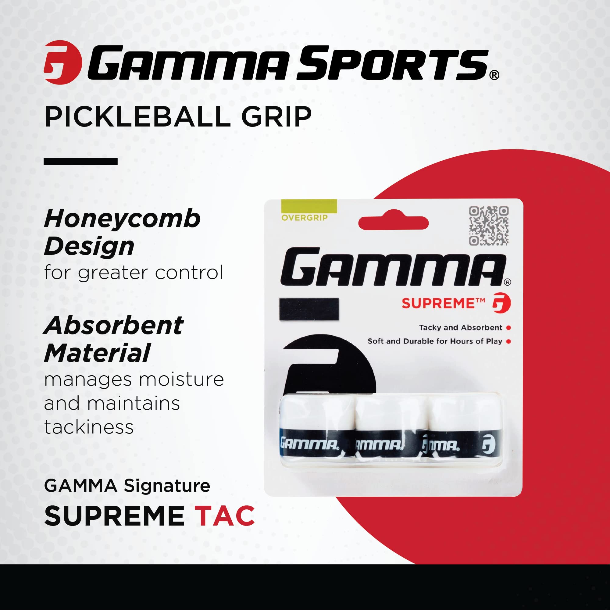 Close-up texture of GAMMA Supreme Overgrip showing soft, durable material.