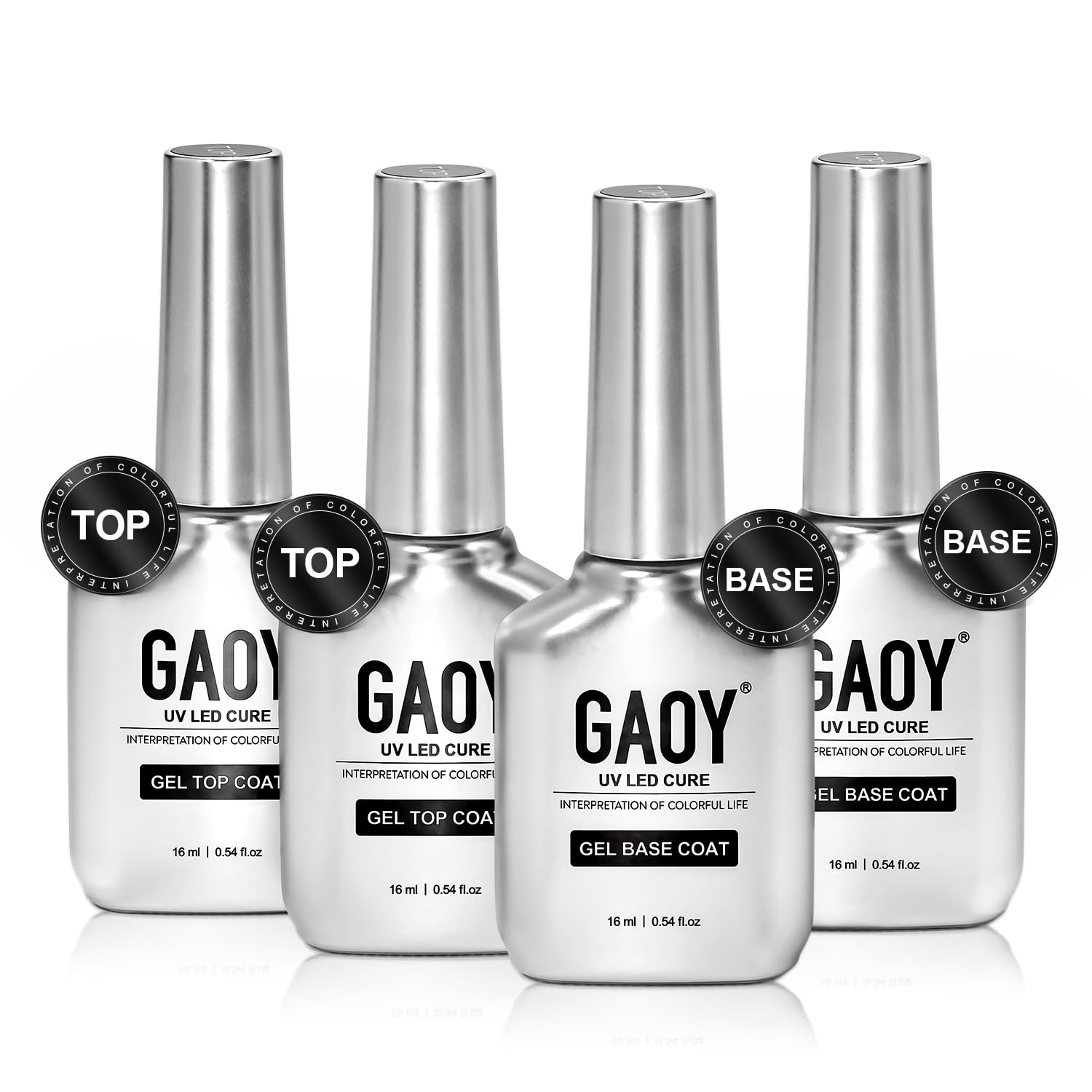 GAOY 16ml four-bottle set with brushed stainless steel chrome finish for a premium look.