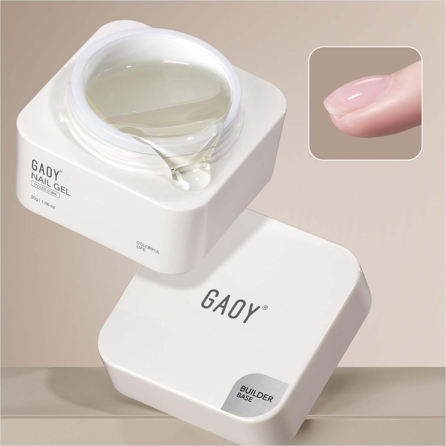 GAOY 30g builder base bottle for durable, at-home nails
