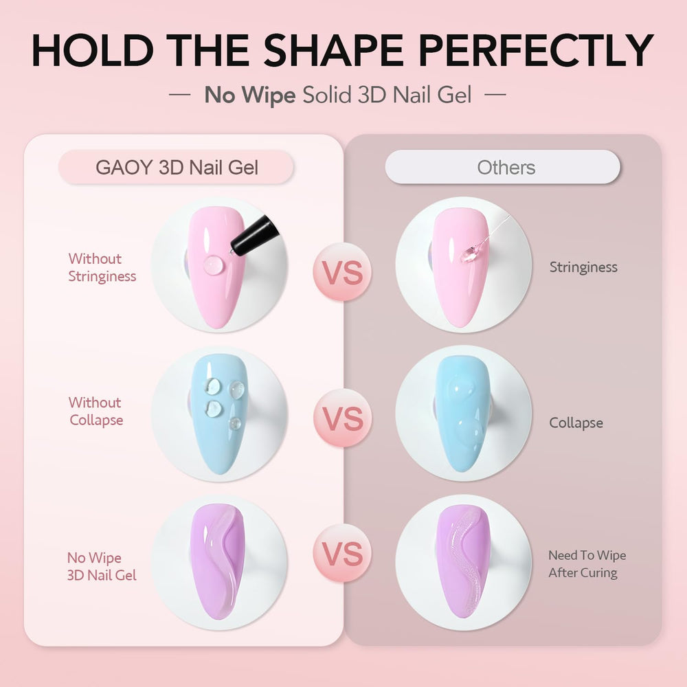 GAOY 3D nail gel soft tube design for clean application with less mess