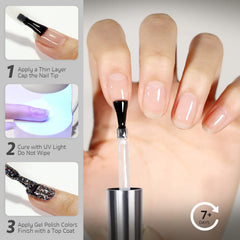 GAOY applying gel base coat on nail for a smooth base