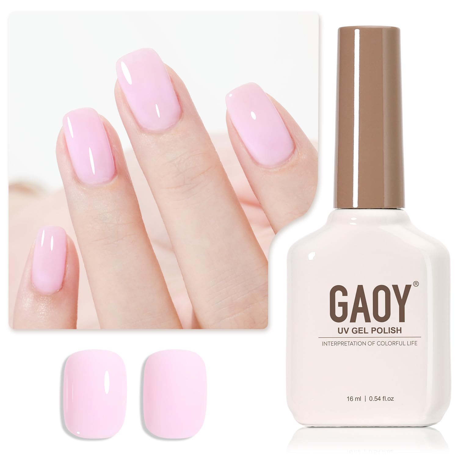 GAOY Baby Pink Gel Nail Polish bottle for at-home manicure with UV cure.