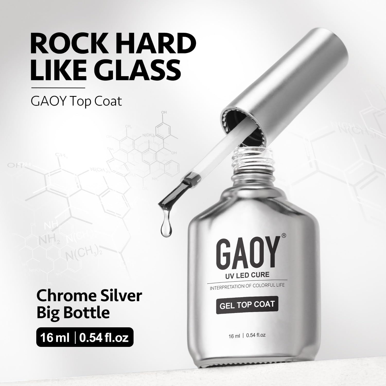 GAOY base coat bottle with no-wipe formula for quick cure