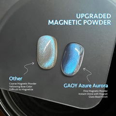 GAOY Azure Aurora glitter gel close-up shows holographic shimmer in every light.