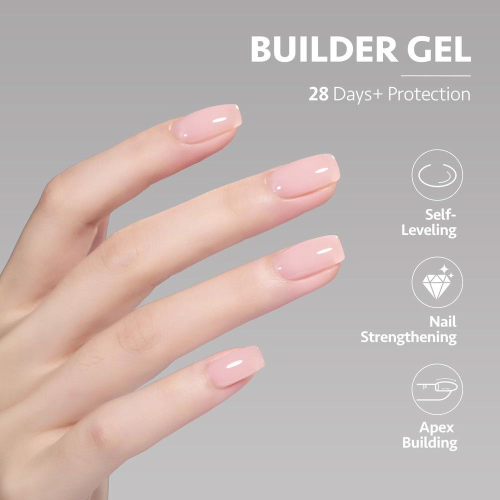 GAOY builder gel nails 16ml demonstrates easy base coat adhesion and reduced peeling.