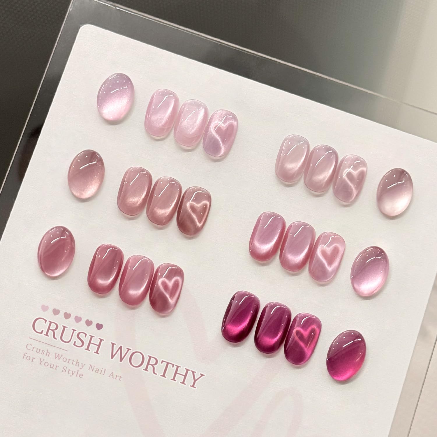 GAOY cat eye magnet close-up showing magnetic shimmer effect on pink gel