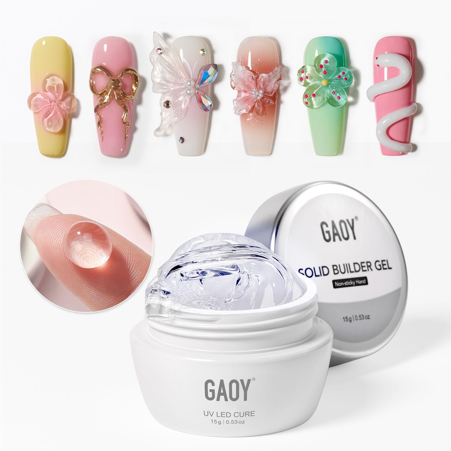 GAOY Clear 3D Sculpting Gel bottle for precise 3D nail art construction