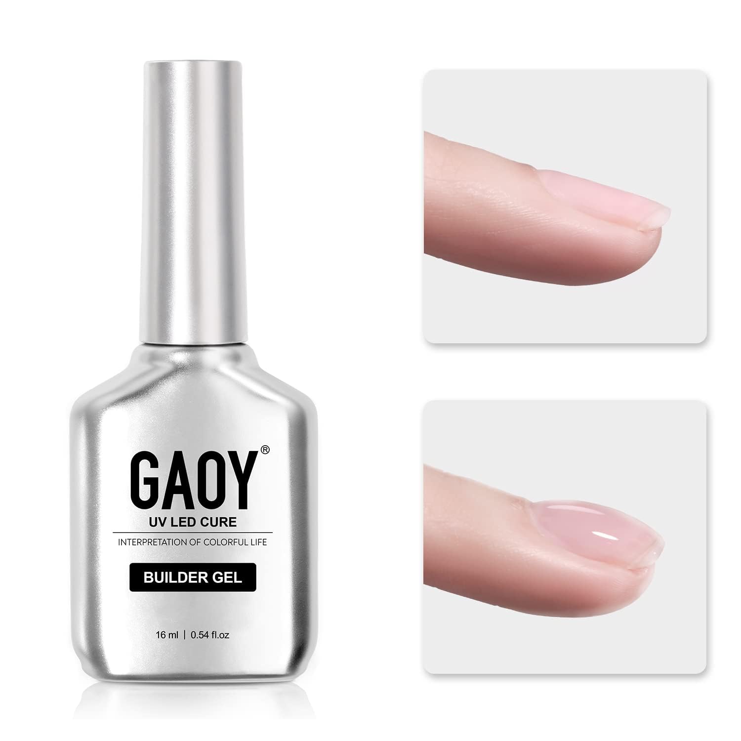 GAOY Clear Builder Gel bottle (16ml) ideal for natural-looking extensions at home.