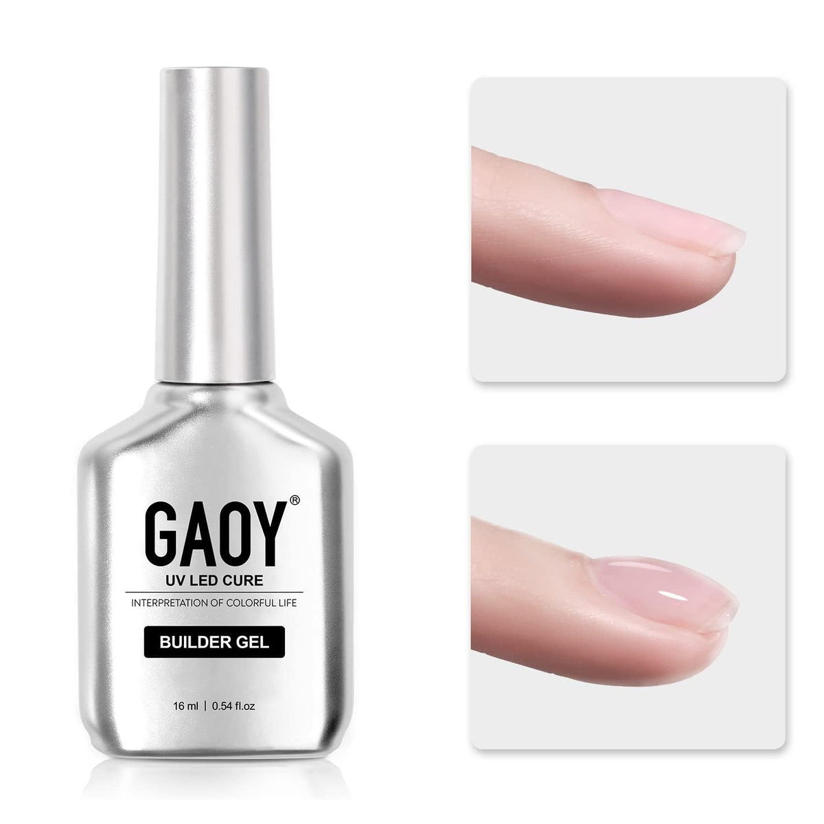 GAOY Clear Builder Gel bottle (16ml) ideal for natural-looking extensions at home.