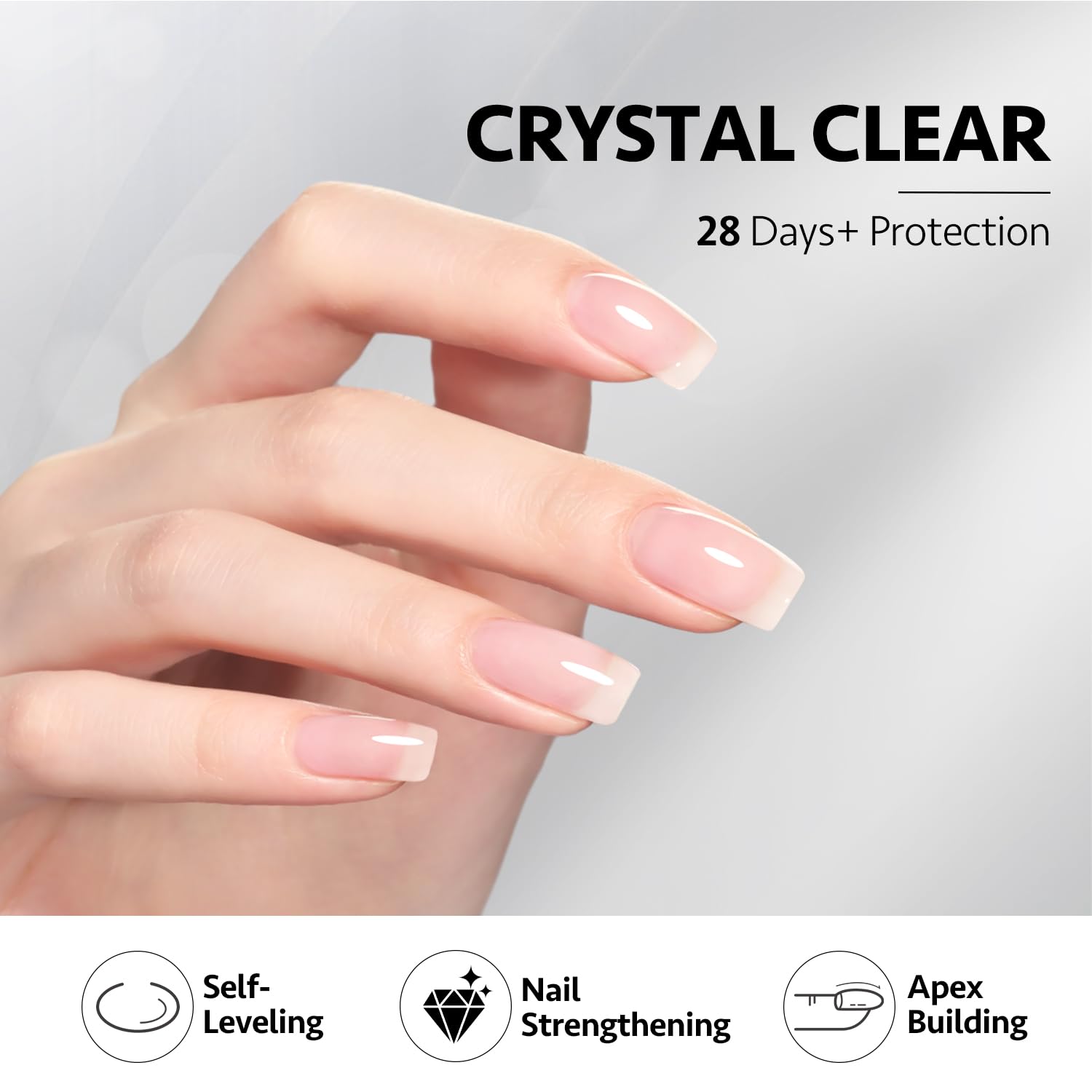 GAOY clear builder gel with chrome-silver cap highlights premium design for salon use.