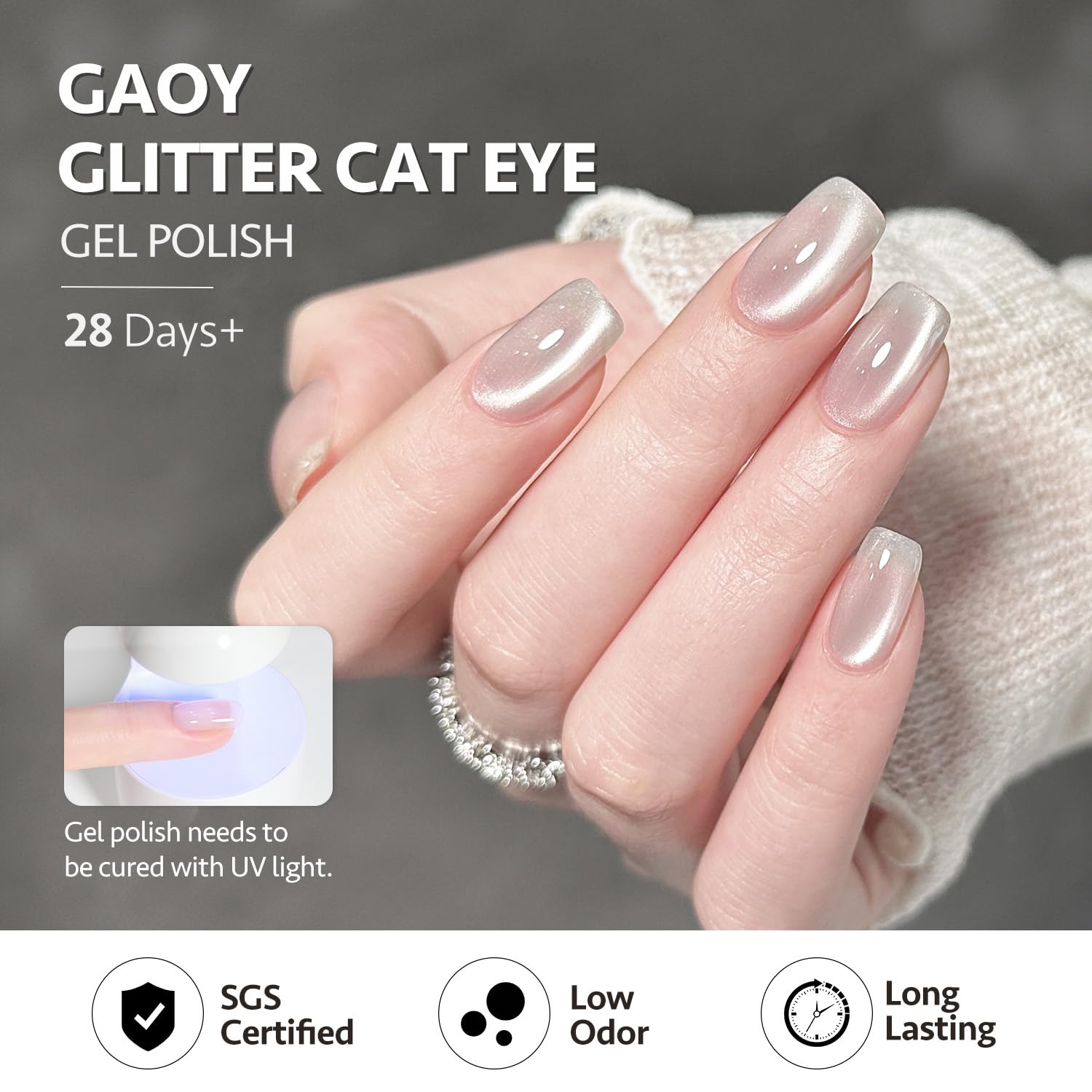GAOY layering with color ideas for versatile cat eye nail art looks.