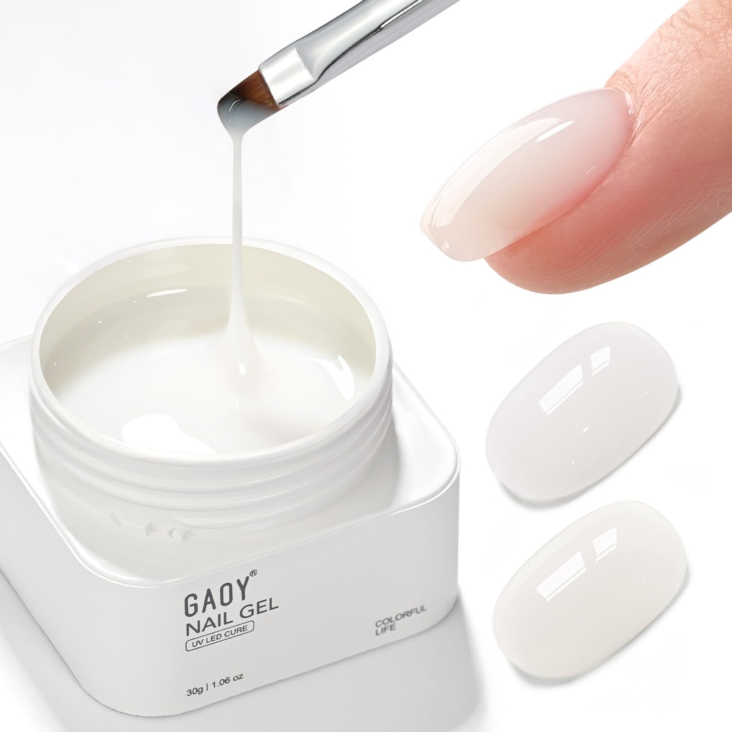 GAOY colored builder base 30g bottle and brush for at-home manicure