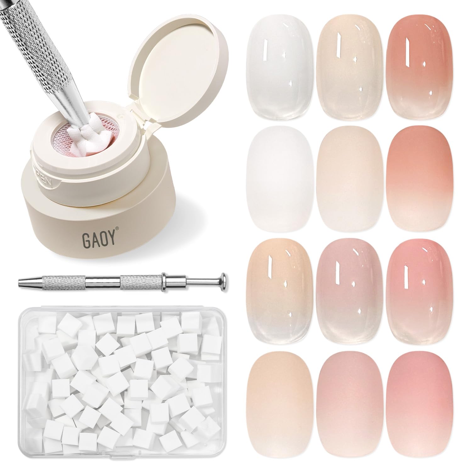 GAOY Cushion Ombre Patting Gel set for at-home gradient nails.