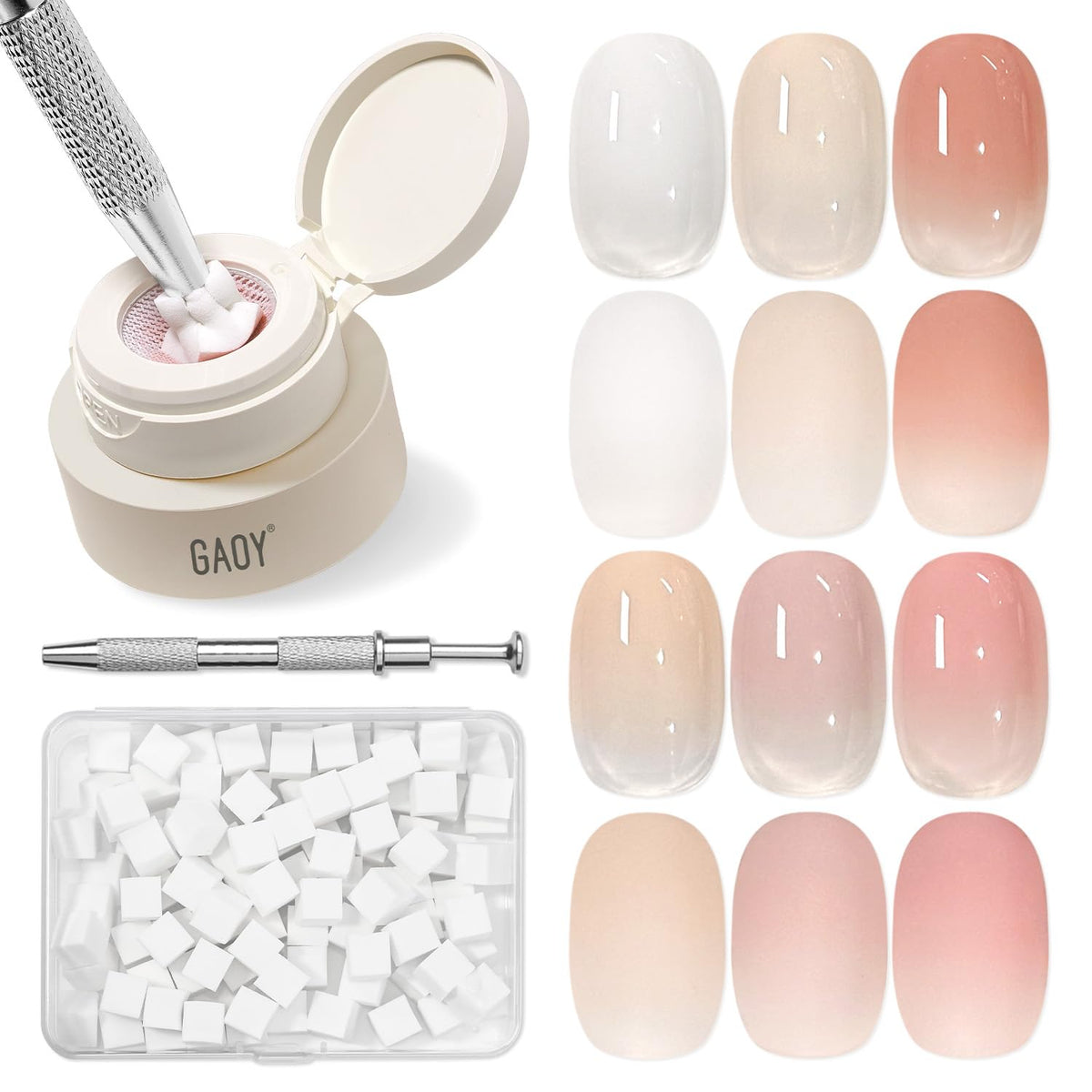 GAOY Cushion Ombre Patting Gel set for at-home gradient nails.