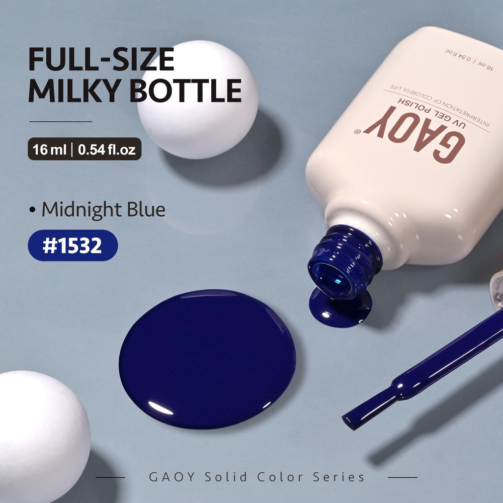 GAOY Deep Blue gel nail polish packaging and 16ml bottle