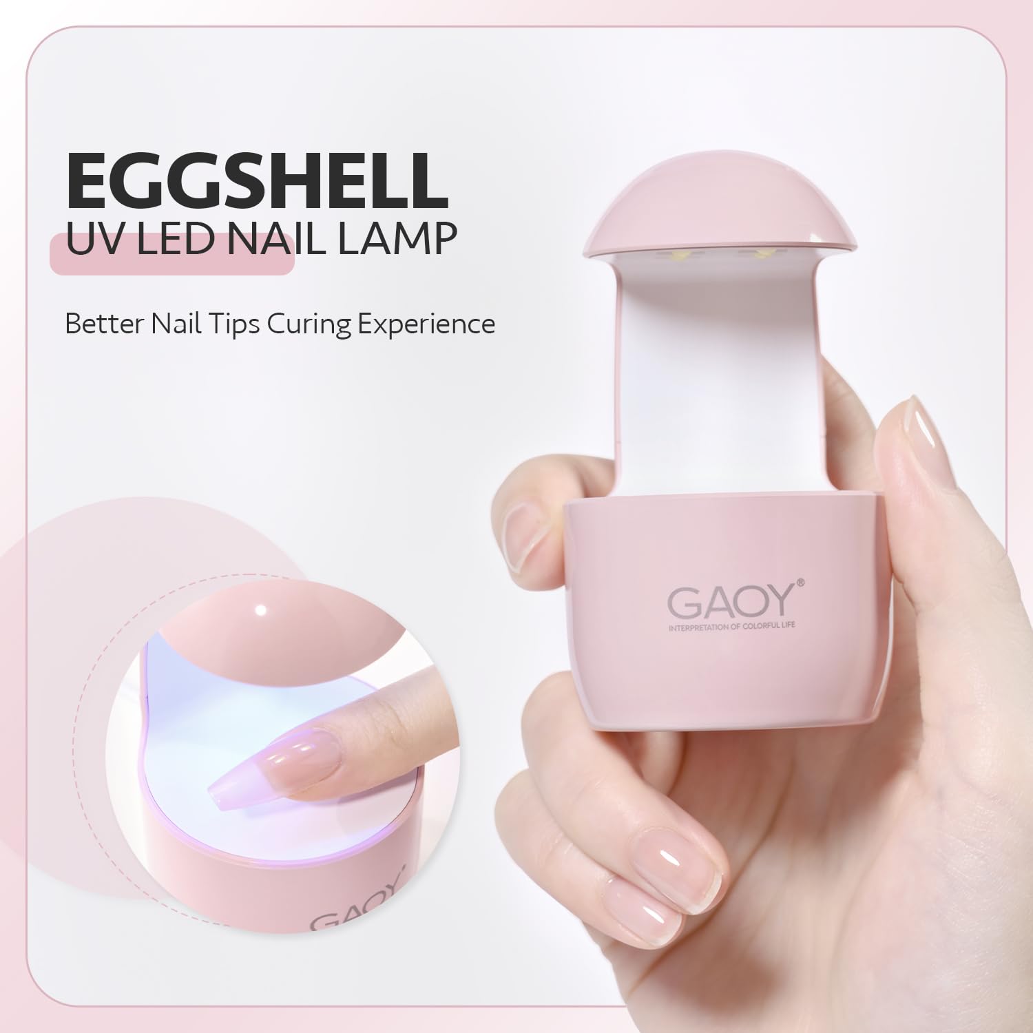 GAOY egg-shell LED nail lamp designed for compact, efficient nail curing.