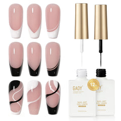 GAOY gel nail polish art liner white bottles for DIY French tips.