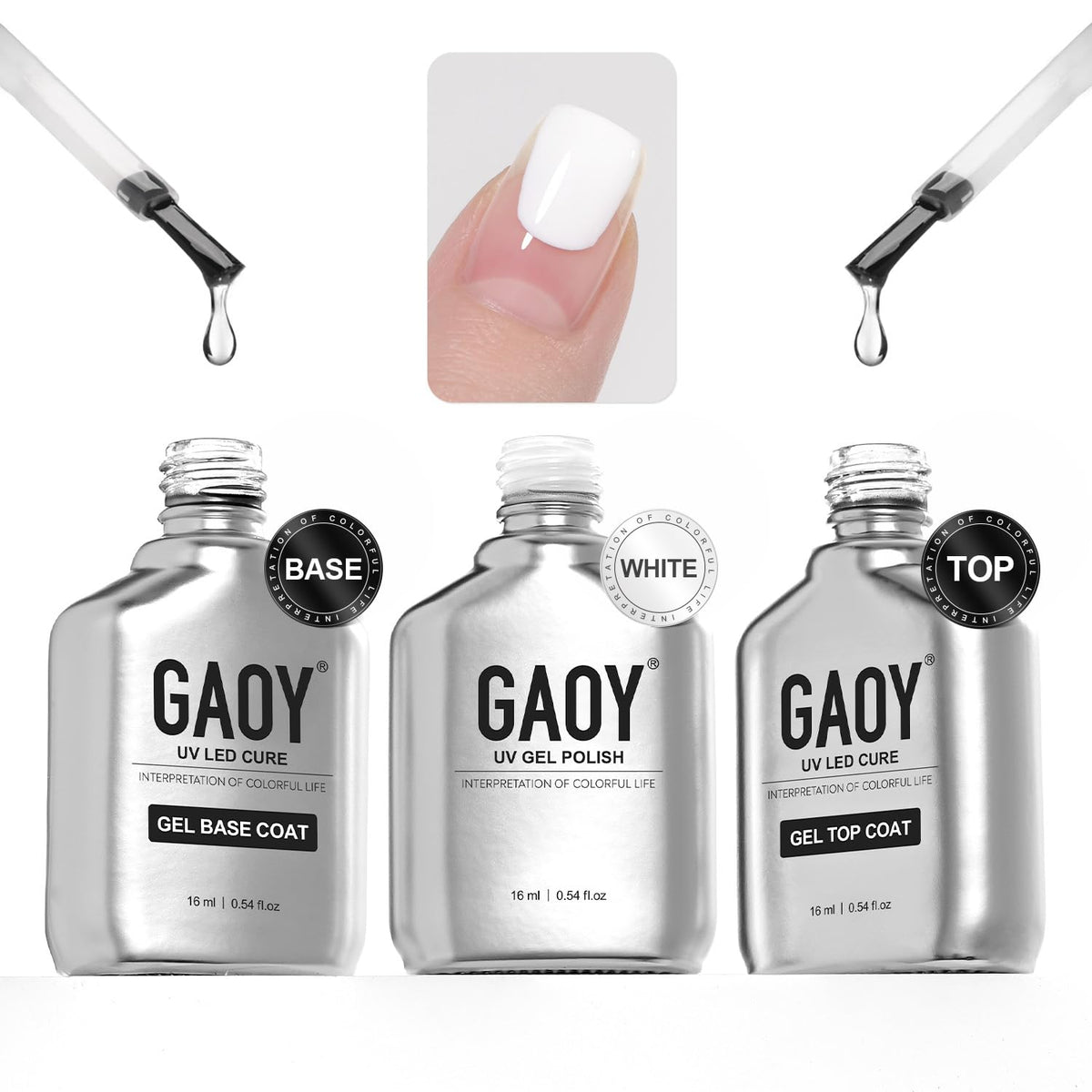 GAOY gel top coat bottle with glossy finish for long-lasting shine