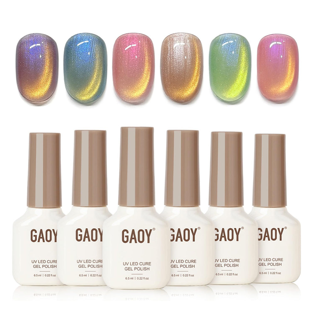 GAOY Glitter Cat Eye magnet pattern demonstrates customizable shimmer for at-home nails.