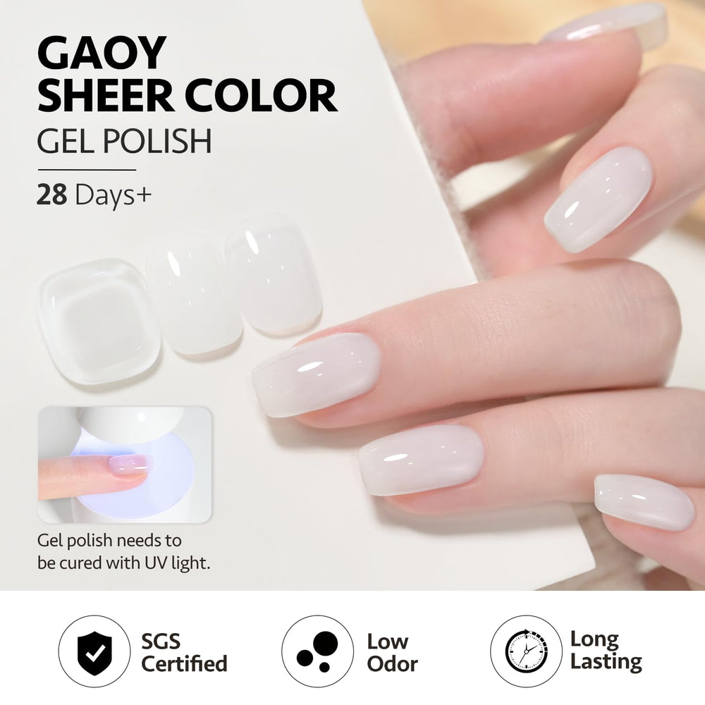 GAOY Jelly Gel top coat with color provides a shimmering jelly finish