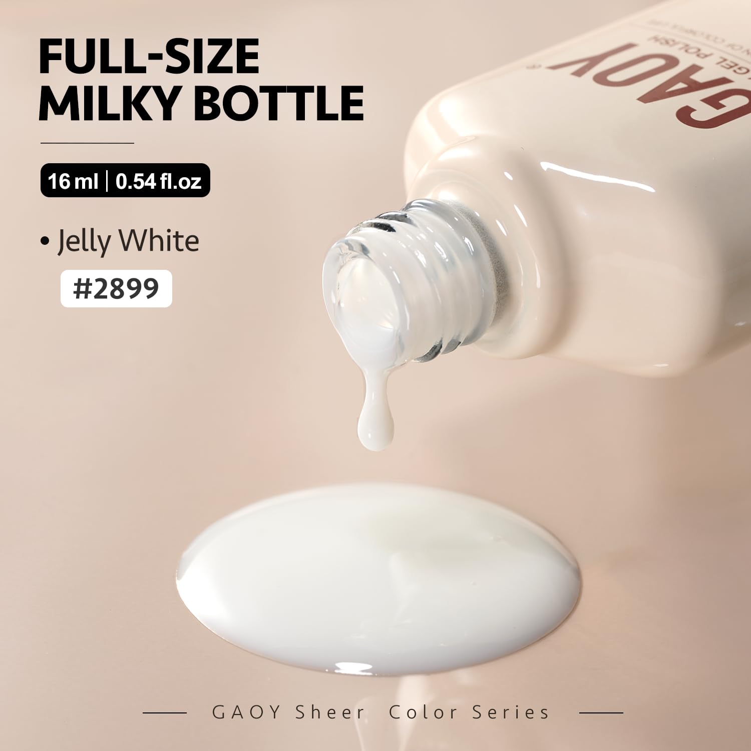 GAOY Jelly White 2899 shade is ideal for soft translucent nail art ideas