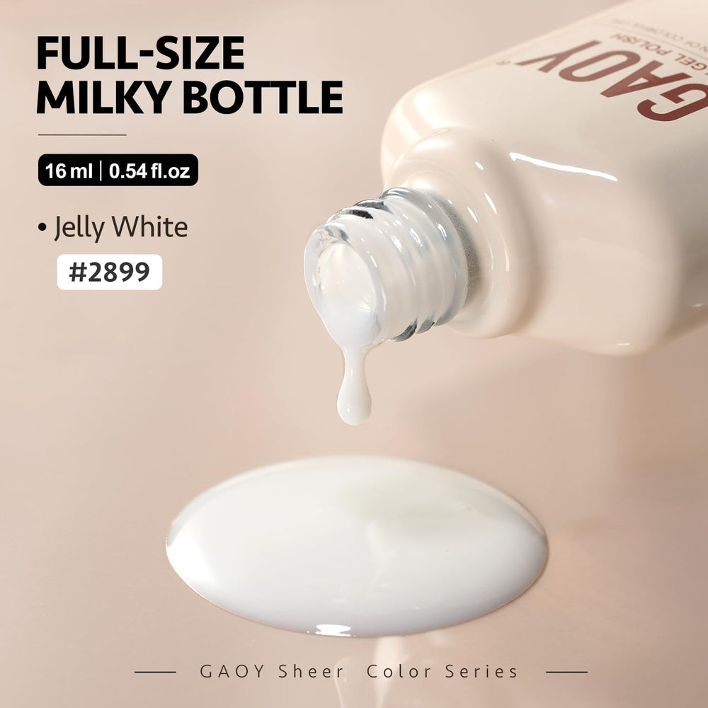 GAOY Jelly White 2899 shade is ideal for soft translucent nail art ideas
