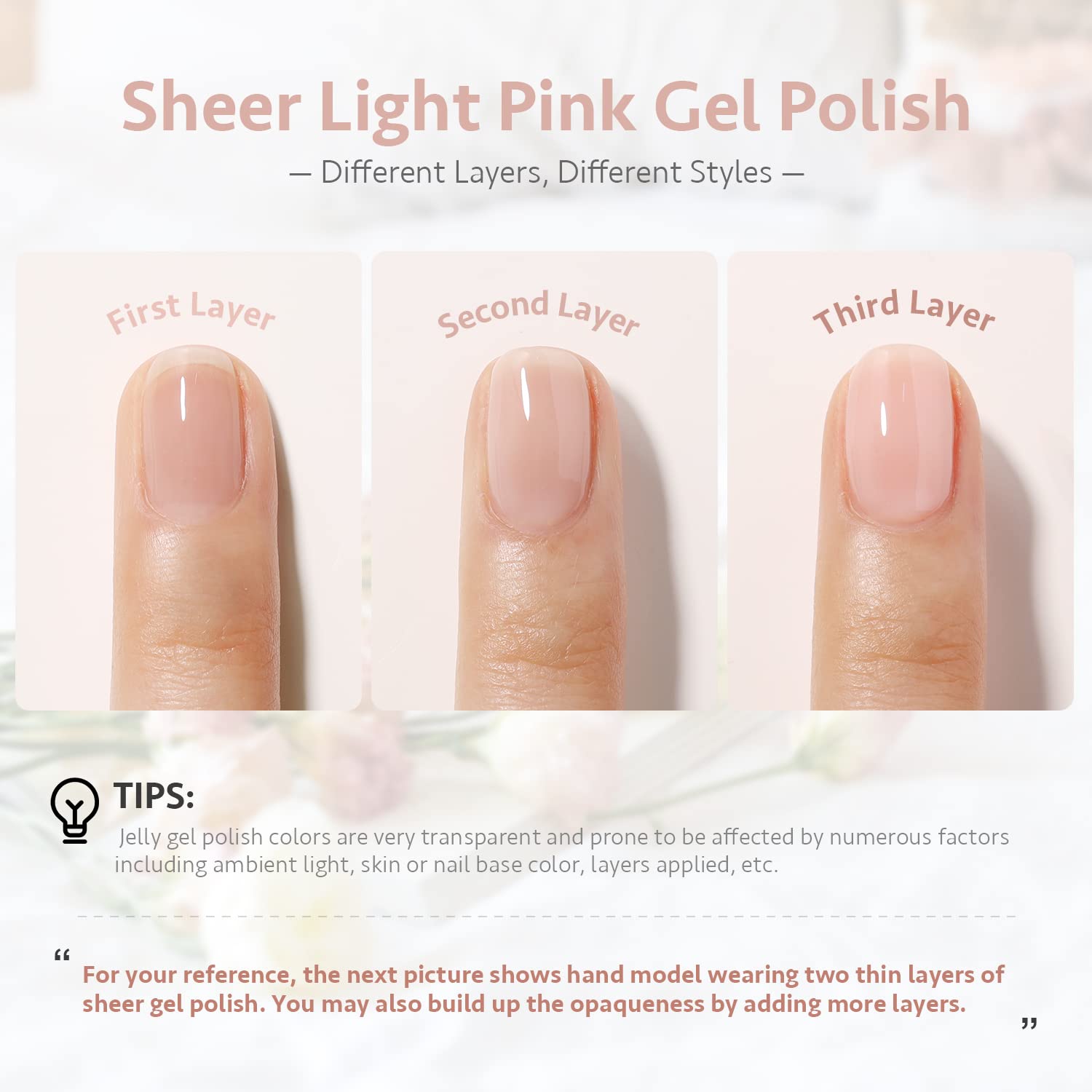 GAOY Jelly Milky White Peach shade displays a soft, buildable translucence.